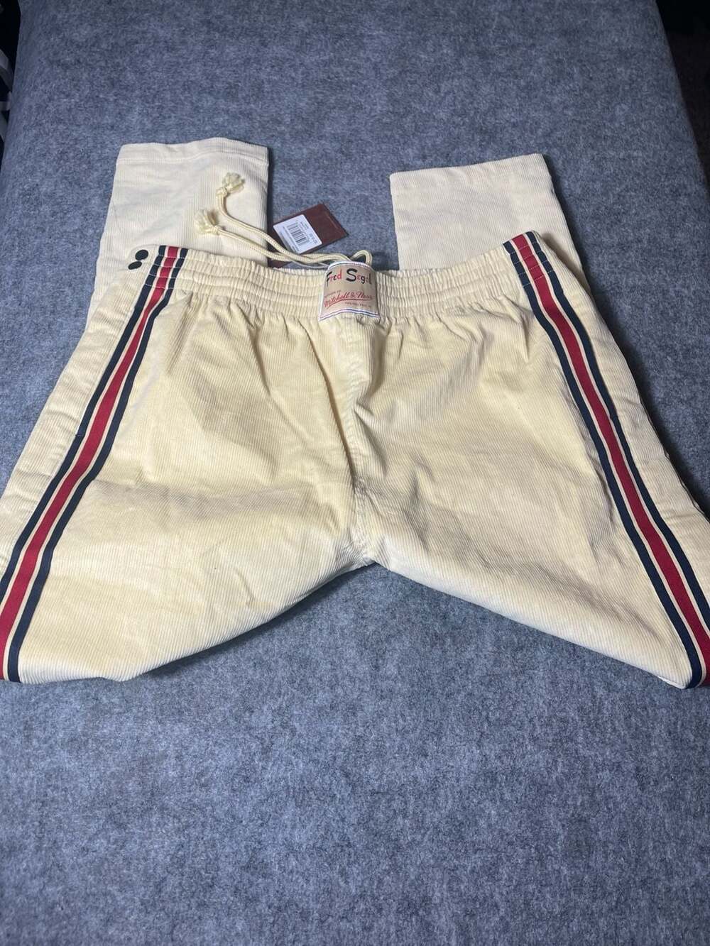 Mitchell & Ness x Fred Segal Corduroy Tearaway Pants Cream - Picture 7 of 8